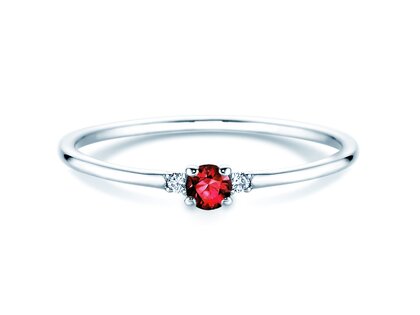 Farbsteinring Vivid Petite in 9K Weißgold mit Rubin 0,08ct und Diamanten 0,02ct