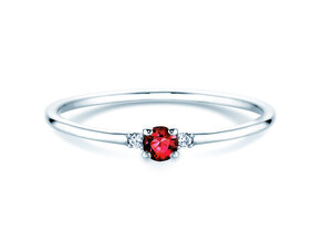 Farbsteinring Vivid Petite in 9K Weißgold mit Rubin 0,08ct und Diamanten 0,02ct