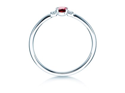 Farbsteinring Vivid Petite in 14K Weißgold mit Rubin 0,16ct und Diamanten 0,04ct