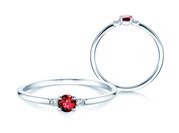 Farbsteinring Vivid Petite in 14K Weißgold mit Rubin 0,16ct und Diamanten 0,04ct