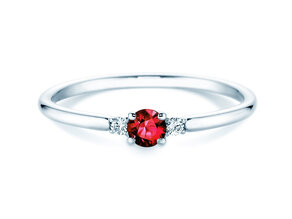 Farbsteinring Vivid Petite in 14K Weißgold mit Rubin 0,16ct und Diamanten 0,04ct