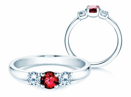 Farbsteinring Vivid Petite in Platin