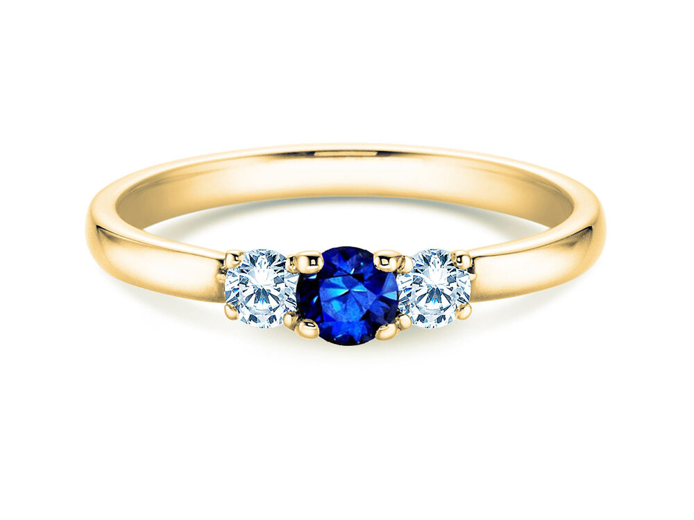 Farbsteinring Vivid Petite in 18K Gelbgold mit Saphir 0,20ct und Diamanten 0,20ct