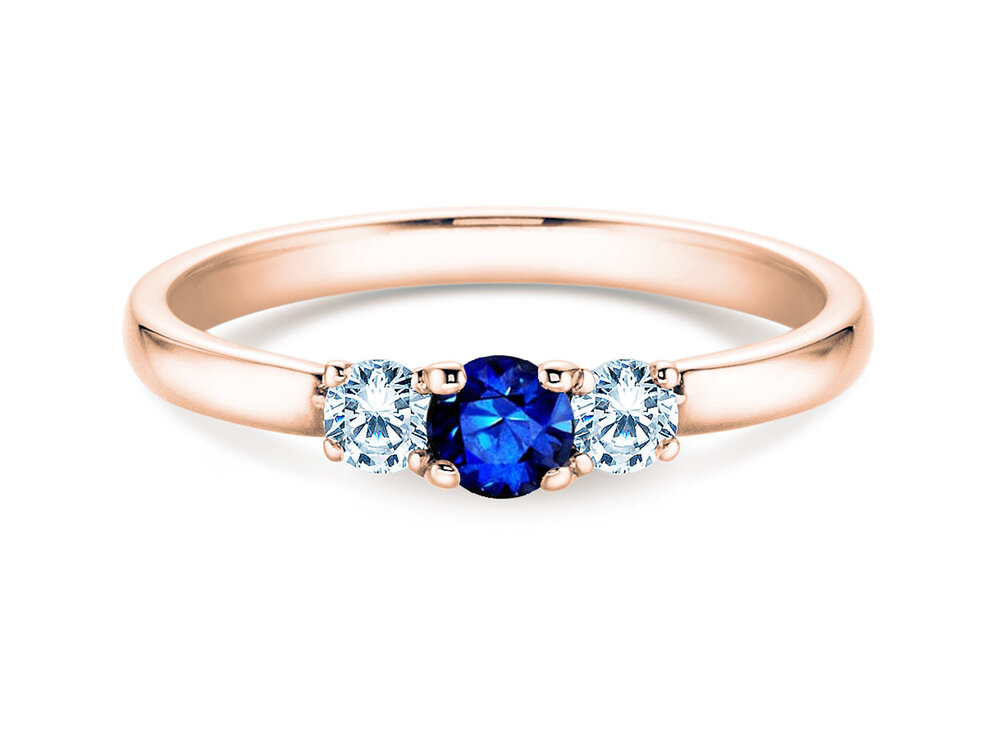 Farbsteinring Vivid Petite in 9K Roségold mit Saphir 0,20ct und Diamanten 0,20ct