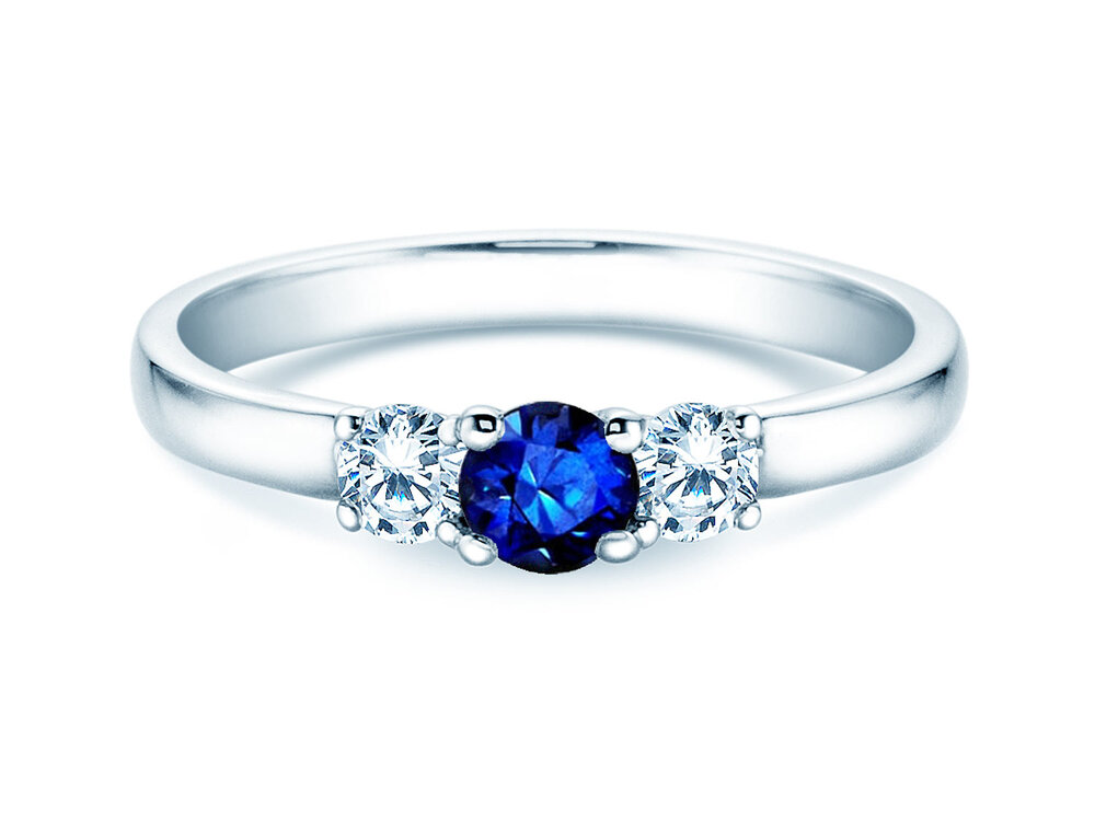 Farbsteinring Vivid Petite in Platin 950/- mit Saphir 0,25ct und Diamanten 0,25ct
