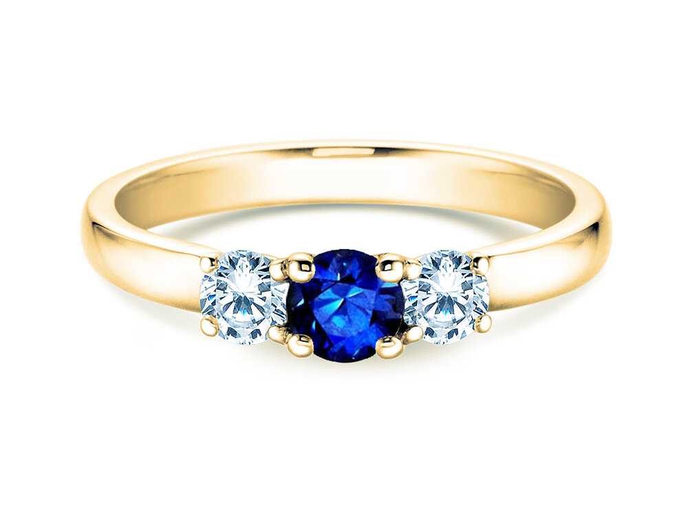 Farbsteinring Vivid Petite in 18K Gelbgold mit Saphir 0,30ct und Diamanten 0,30ct