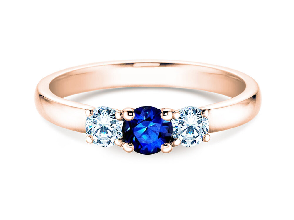 Farbsteinring Vivid Petite in 18K Roségold mit Saphir 0,30ct und Diamanten 0,30ct