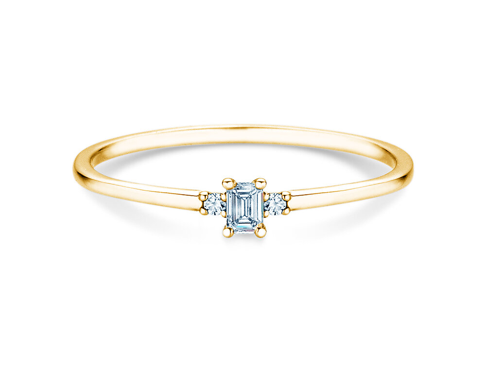 Diamantring Vivid Petite Emerald Cut in 18K Gelbgold mit Diamanten 0,10ct
