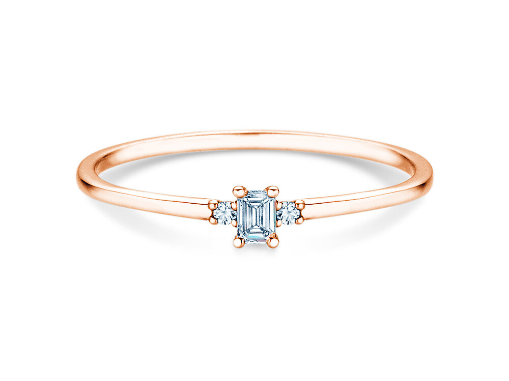 Diamantring Vivid Petite Emerald Cut in 14K Roségold mit Diamanten 0,10ct