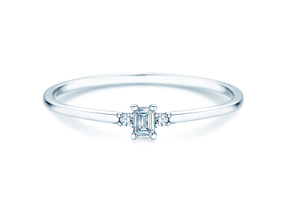 Diamantring Vivid Petite Emerald Cut in 14K Weißgold mit Diamanten 0,10ct