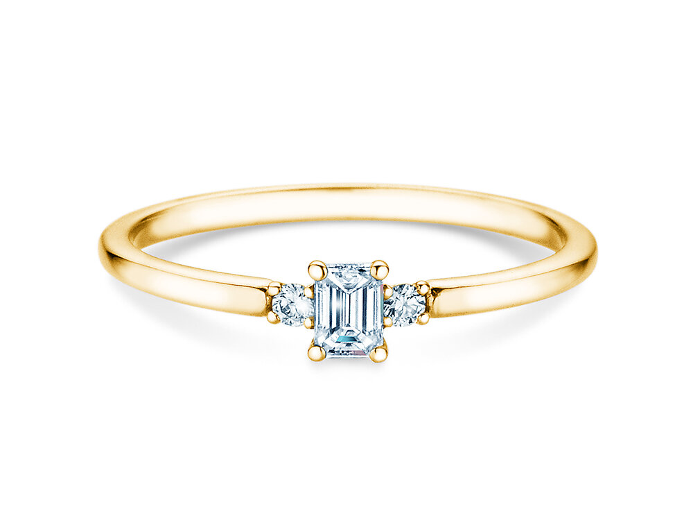 Diamantring Vivid Petite Emerald Cut in 14K Gelbgold mit Diamanten 0,20ct