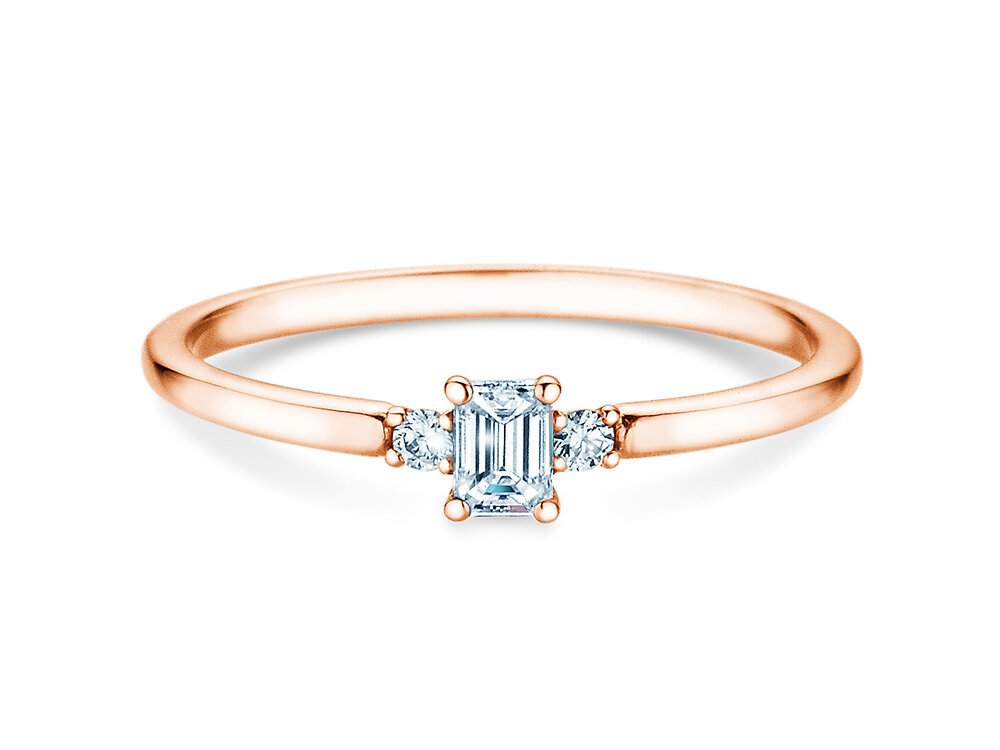 Diamantring Vivid Petite Emerald Cut in 18K Roségold mit Diamanten 0,20ct