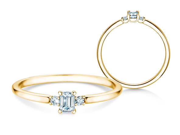 Diamantring Vivid Petite Emerald Cut in Gelbgold