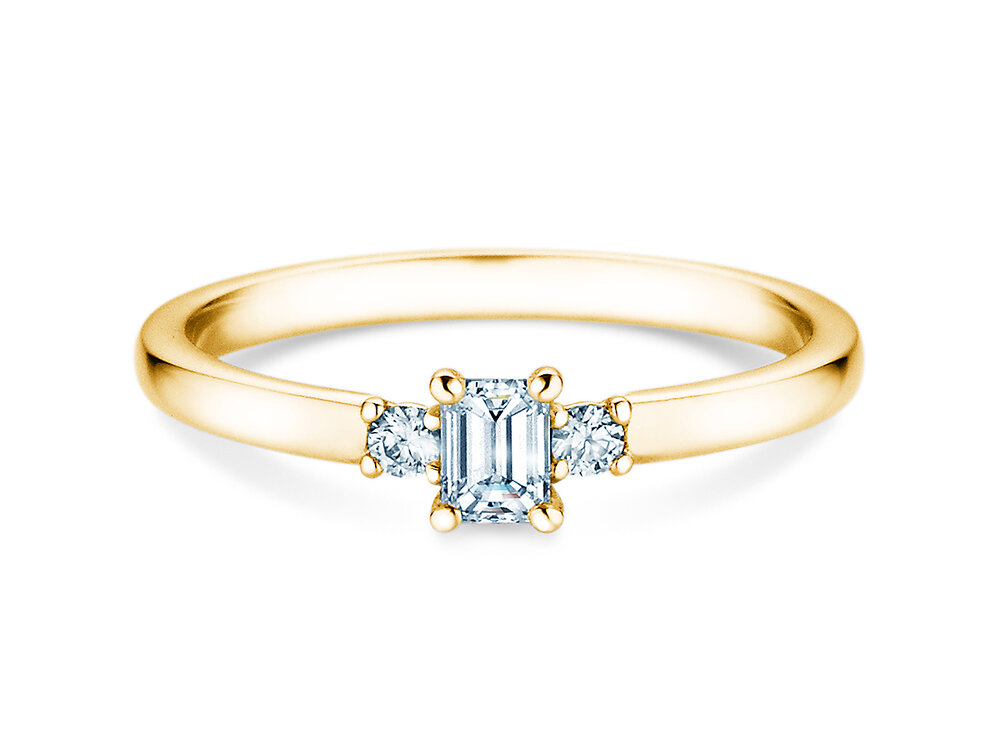 Diamantring Vivid Petite Emerald Cut in 14K Gelbgold mit Diamanten 0,31ct