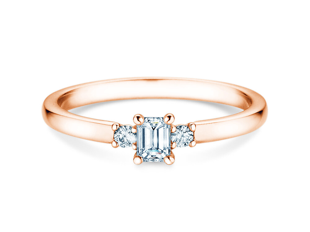 Diamantring Vivid Petite Emerald Cut in 18K Roségold mit Diamanten 0,31ct