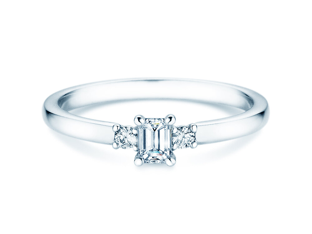 Diamantring Vivid Petite Emerald Cut in 18K Weißgold mit Diamanten 0,31ct