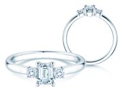 Diamantring Vivid Petite Emerald Cut in Weißgold