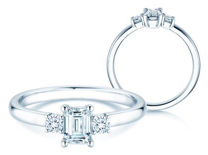 Diamantring Vivid Petite Emerald Cut in Platin