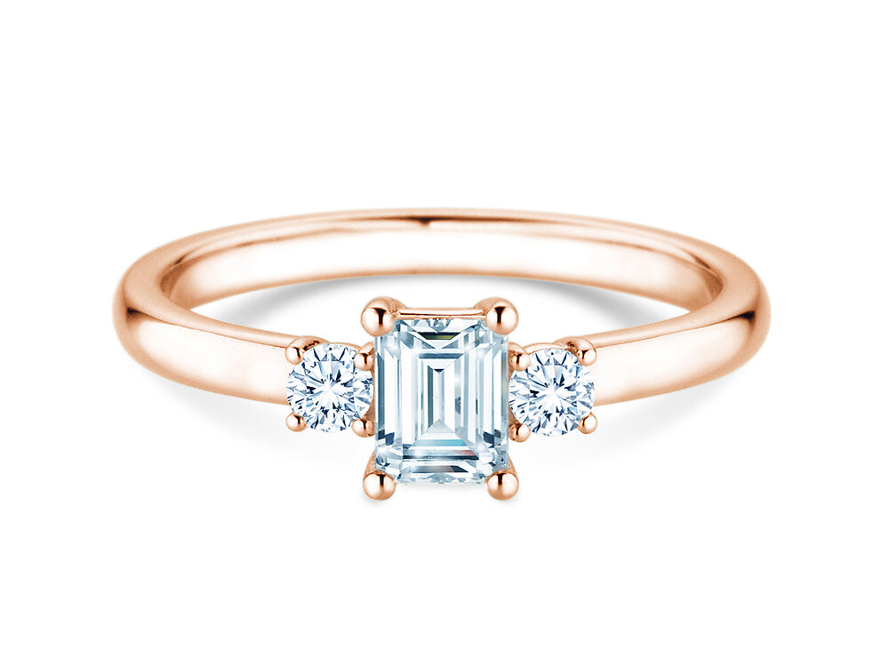 Diamantring Vivid Petite Emerald Cut in 14K Roségold mit Diamanten 0,50ct