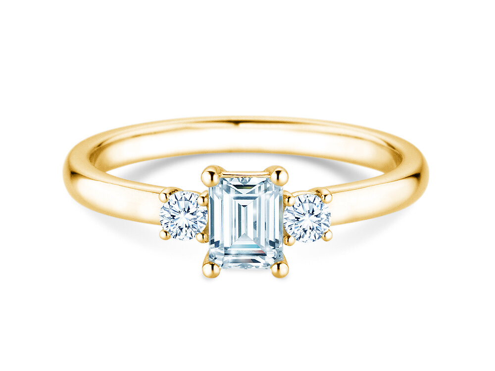 Diamantring Vivid Petite Emerald Cut in 14K Gelbgold mit Diamanten 0,40ct