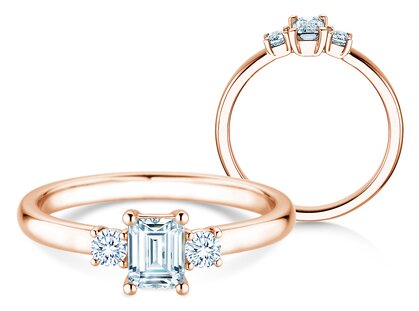 Diamantring Vivid Petite Emerald Cut in Roségold