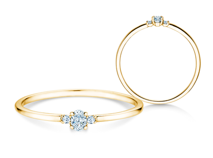 Diamantring Vivid Petite Oval Cut in 18K Gelbgold mit Diamanten 0,10ct G/SI