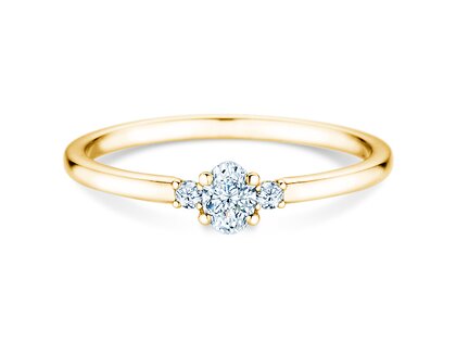 Diamantring Vivid Petite Oval Cut in Gelbgold