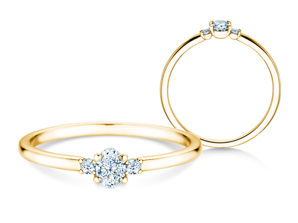 Diamantring Vivid Petite Oval Cut in Gelbgold