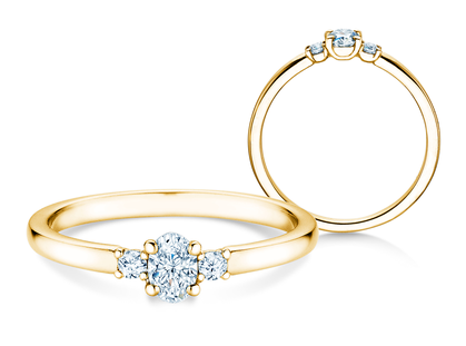 Diamantring Vivid Petite Oval Cut in 18K Gelbgold mit Diamanten 0,30ct G/SI
