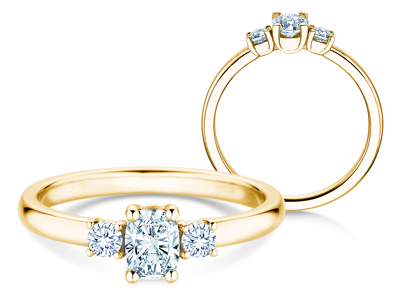 Diamantring Vivid Petite Oval Cut in Gelbgold