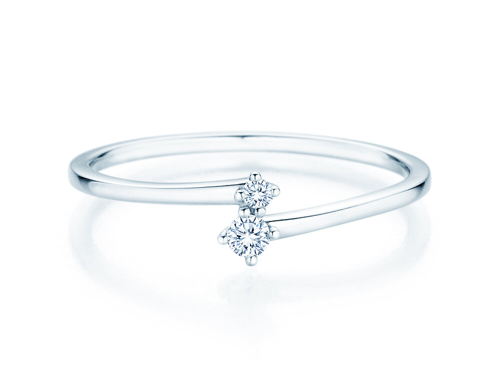 Diamantring You & Me Classic in 14K Weißgold mit Diamanten 0,065ct G/SI
