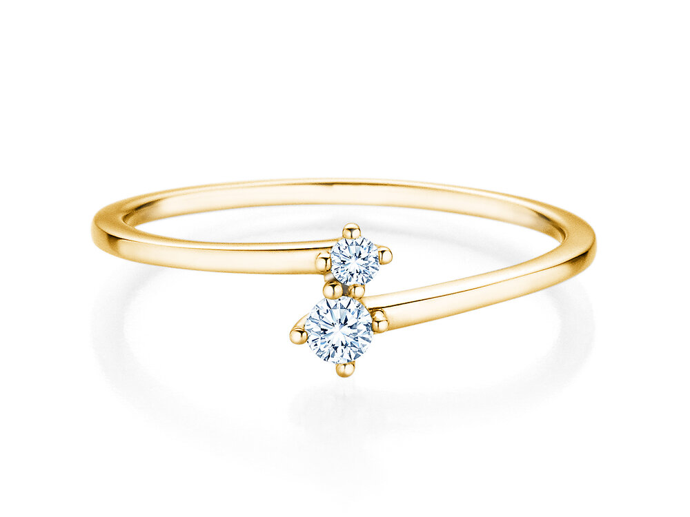 Diamantring You & Me Classic in 14K Gelbgold mit Diamanten 0,10ct G/SI