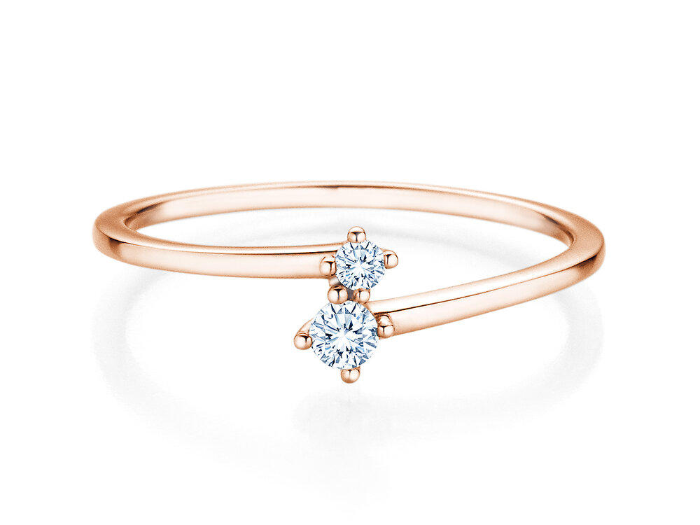 Diamantring You & Me Classic in 14K Roségold mit Diamanten 0,10ct G/SI