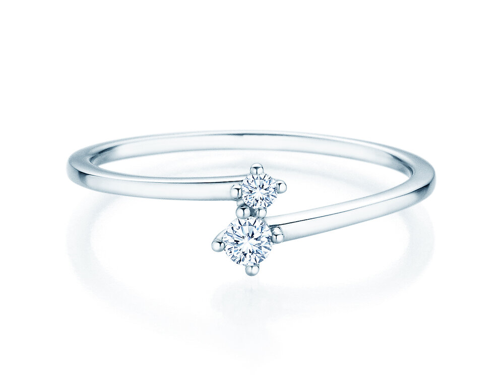 Diamantring You & Me Classic in 14K Weißgold mit Diamanten 0,10ct G/SI