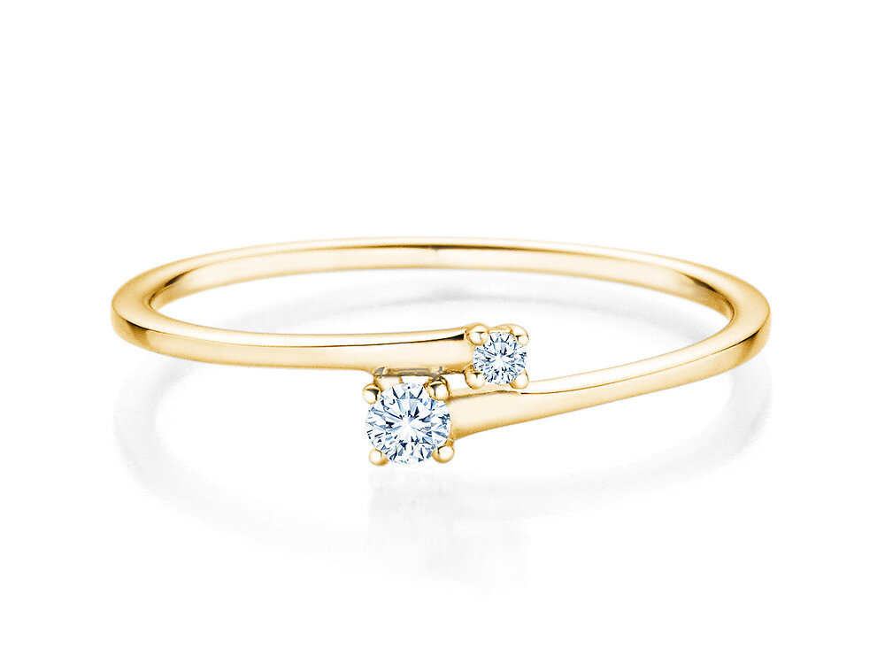 Diamantring You & Me Modern in 14K Gelbgold mit Diamanten 0,07ct G/SI
