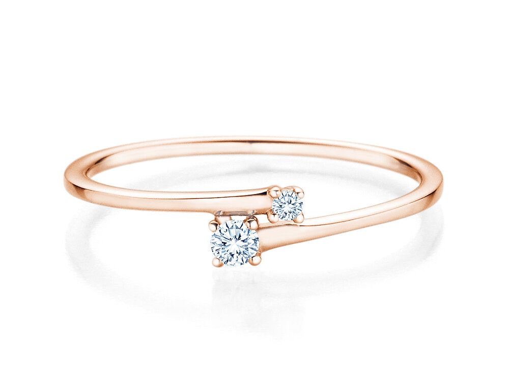 Diamantring You & Me Modern in 14K Roségold mit Diamanten 0,07ct G/SI