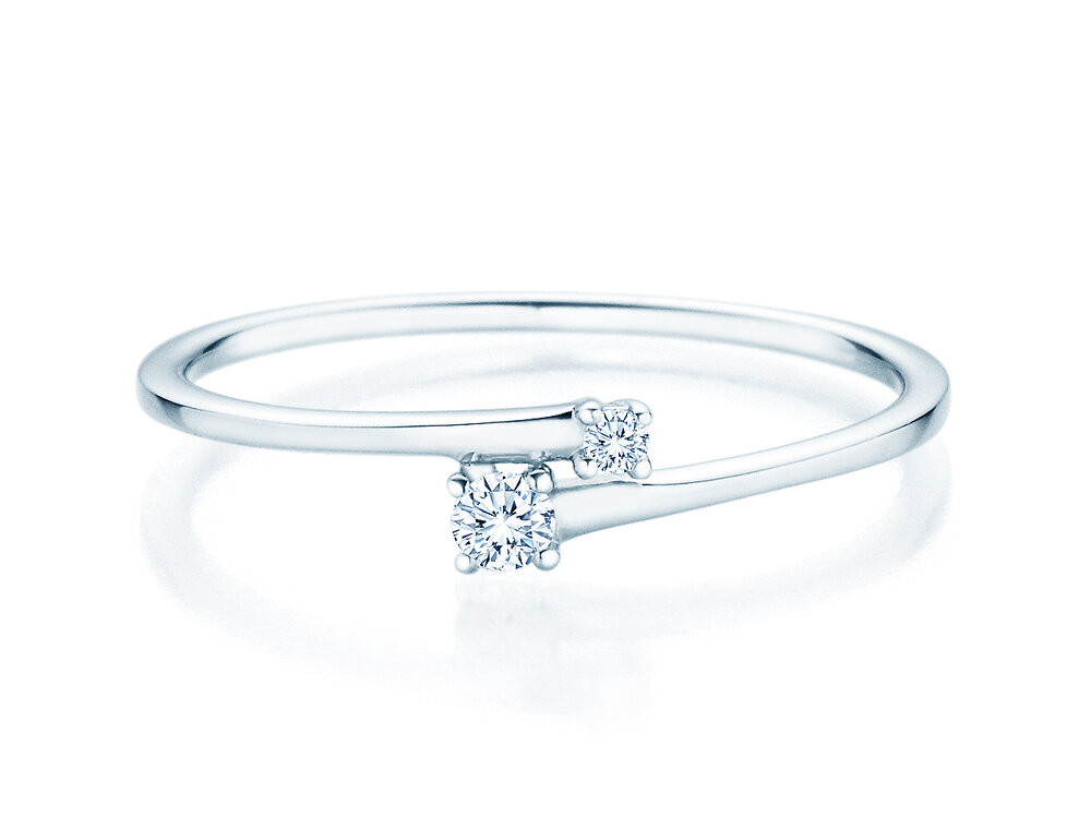 Diamantring You & Me Modern in 14K Weißgold mit Diamanten 0,07ct G/SI