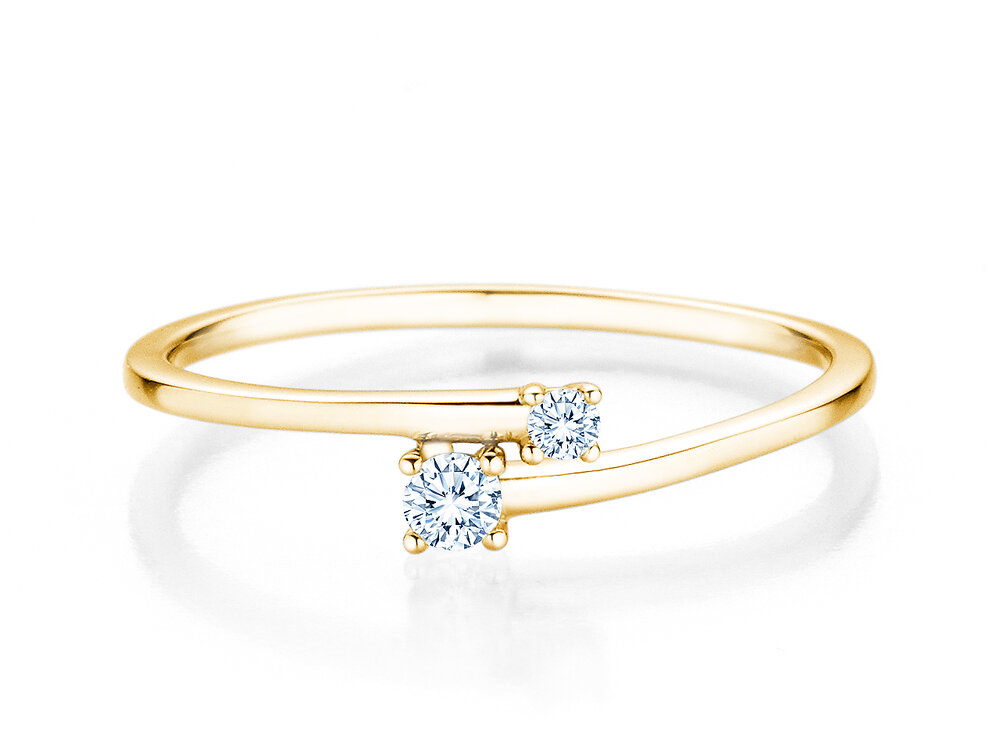 Diamantring You & Me Modern in 14K Gelbgold mit Diamanten 0,11ct G/SI