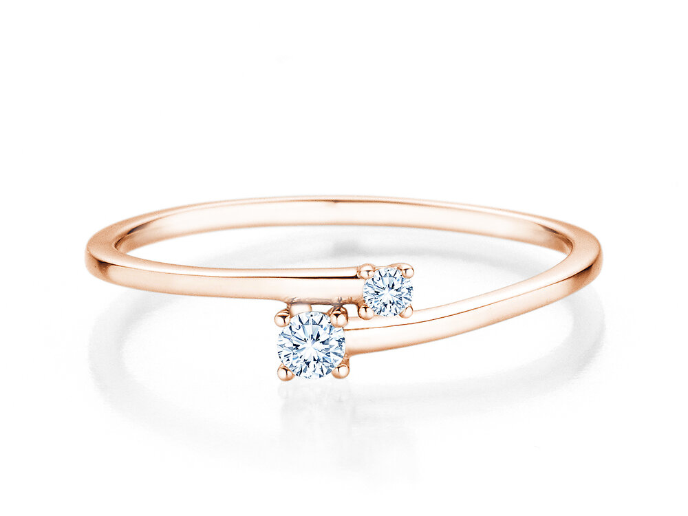 Diamantring You & Me Modern in 14K Roségold mit Diamanten 0,11ct G/SI
