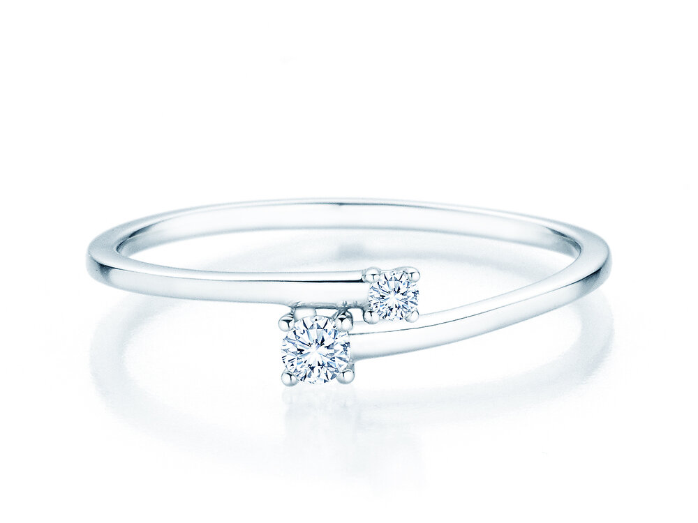 Diamantring You & Me Modern in 14K Weißgold mit Diamanten 0,11ct G/SI