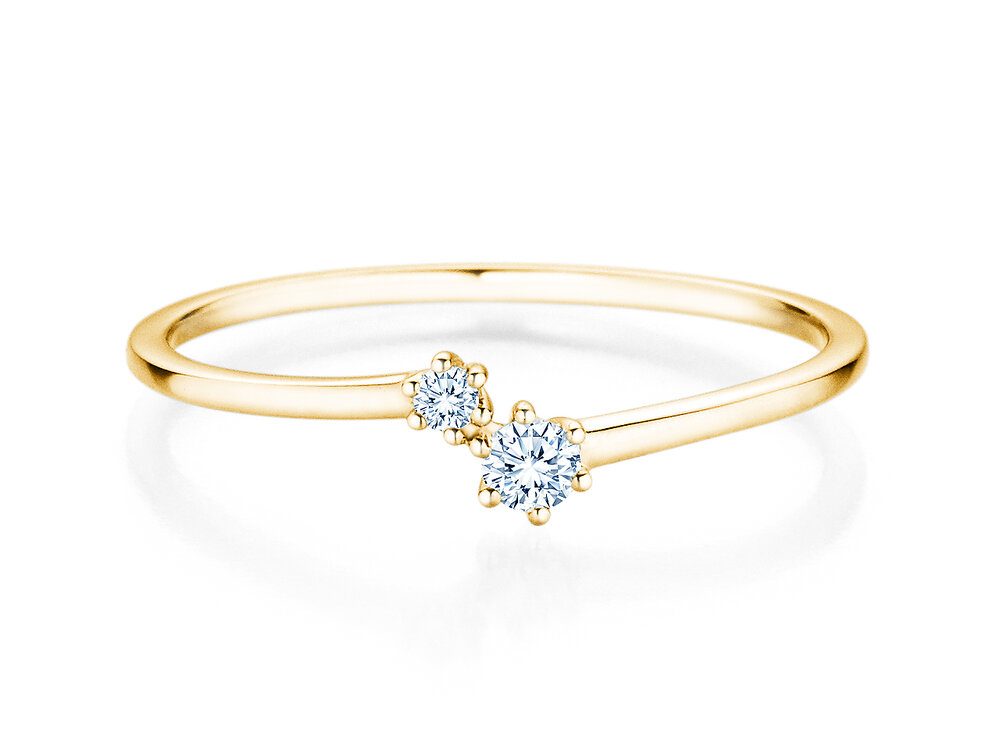 Diamantring You & Me Soft in 14K Gelbgold mit Diamanten 0,09ct G/SI