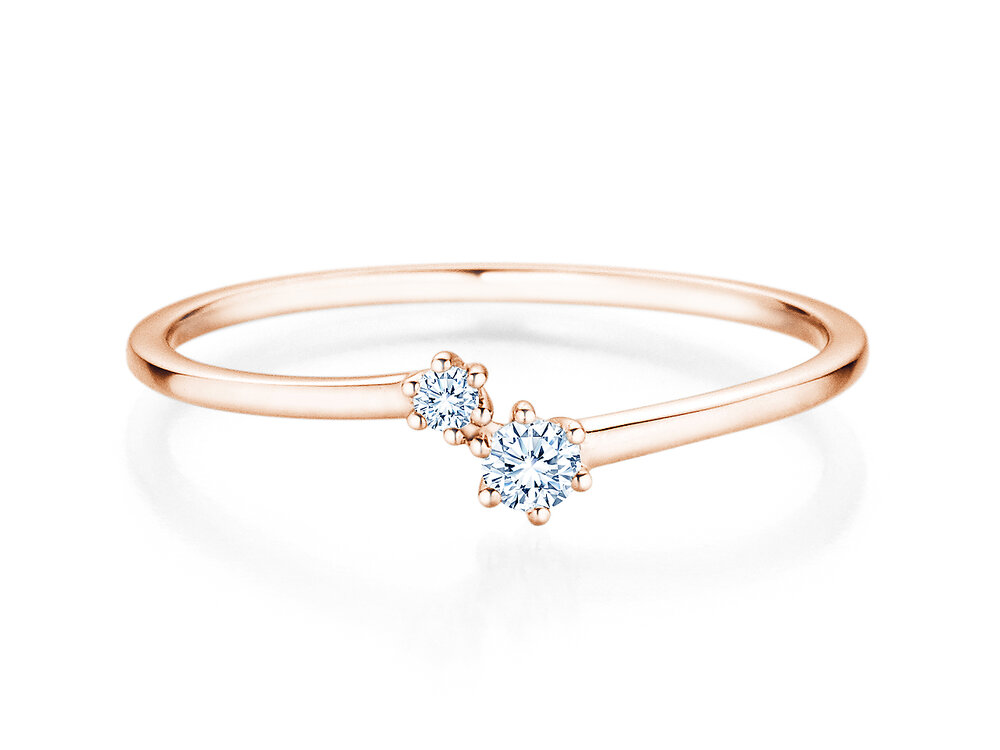 Diamantring You & Me Soft in 14K Roségold mit Diamanten 0,09ct G/SI