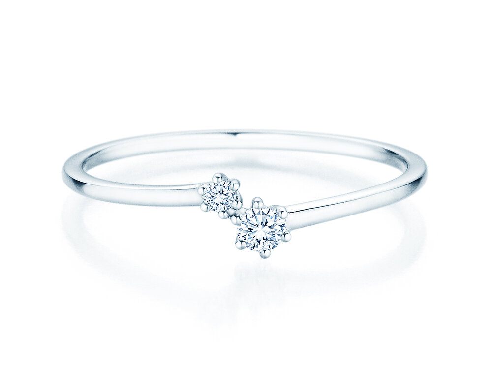 Diamantring You & Me Soft in 14K Weißgold mit Diamanten 0,09ct G/SI