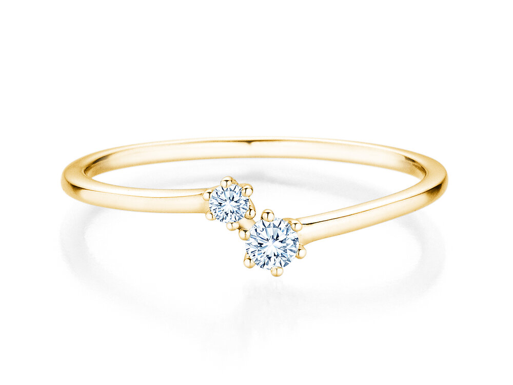 Diamantring You & Me Soft in 14K Gelbgold mit Diamanten 0,115ct G/SI