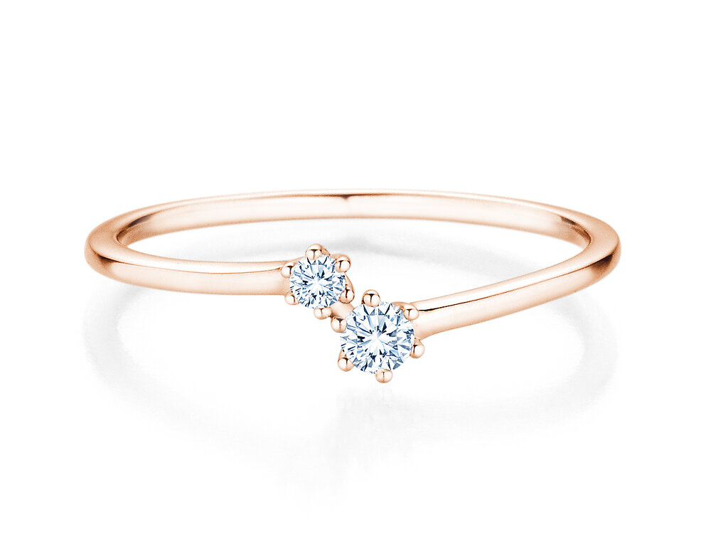 Diamantring You & Me Soft in 14K Roségold mit Diamanten 0,115ct G/SI