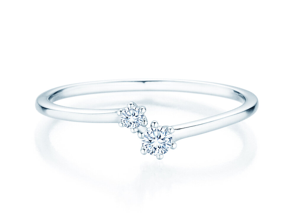 Diamantring You & Me Soft in 14K Weißgold mit Diamanten 0,115ct G/SI