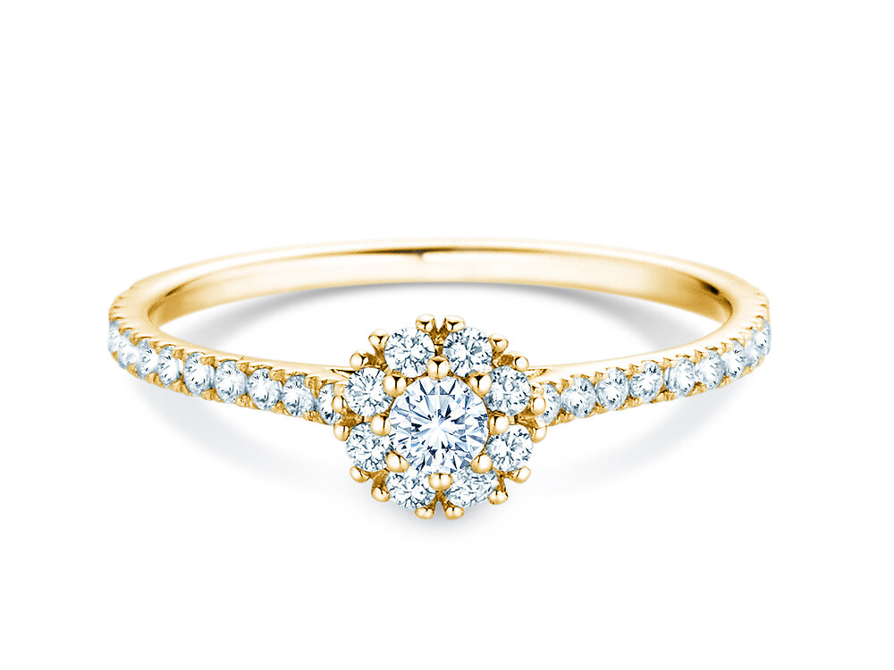 Diamantring Bloom Pavé in 9K Gelbgold mit Diamanten 0,46ct G/SI