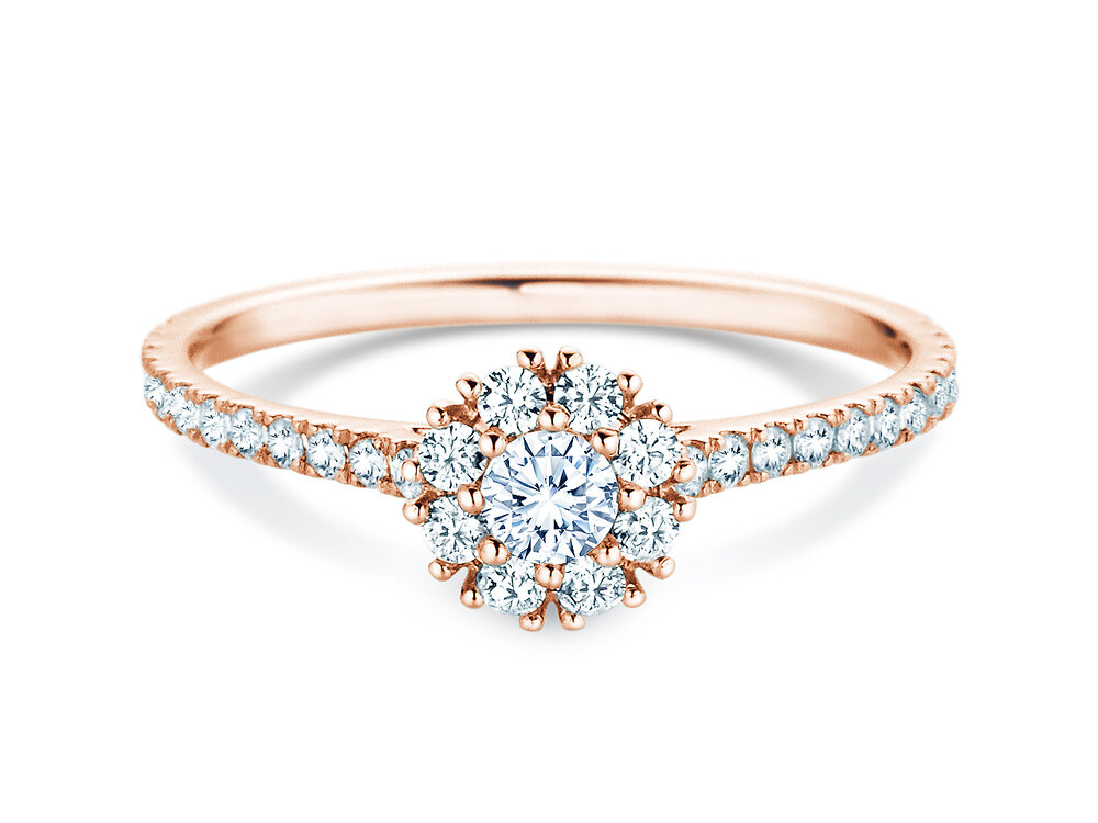 Diamantring Bloom Pavé in 9K Roségold mit Diamanten 0,55ct G/SI