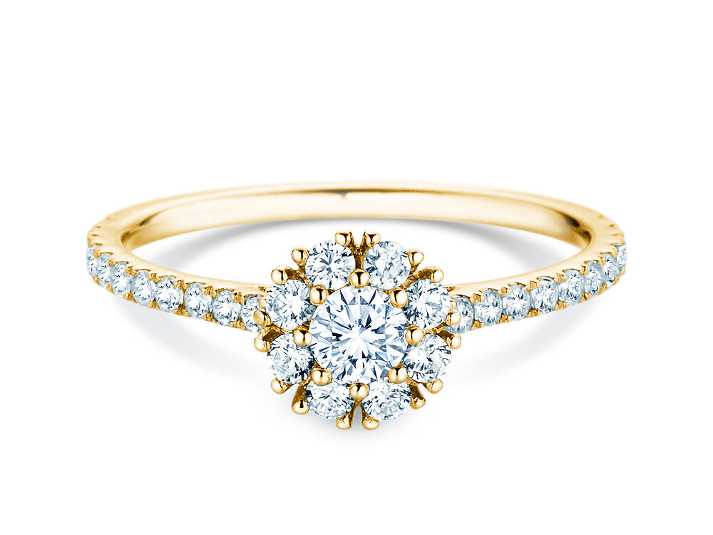 Diamantring Bloom Pavé in 9K Gelbgold mit Diamanten 0,70ct G/SI