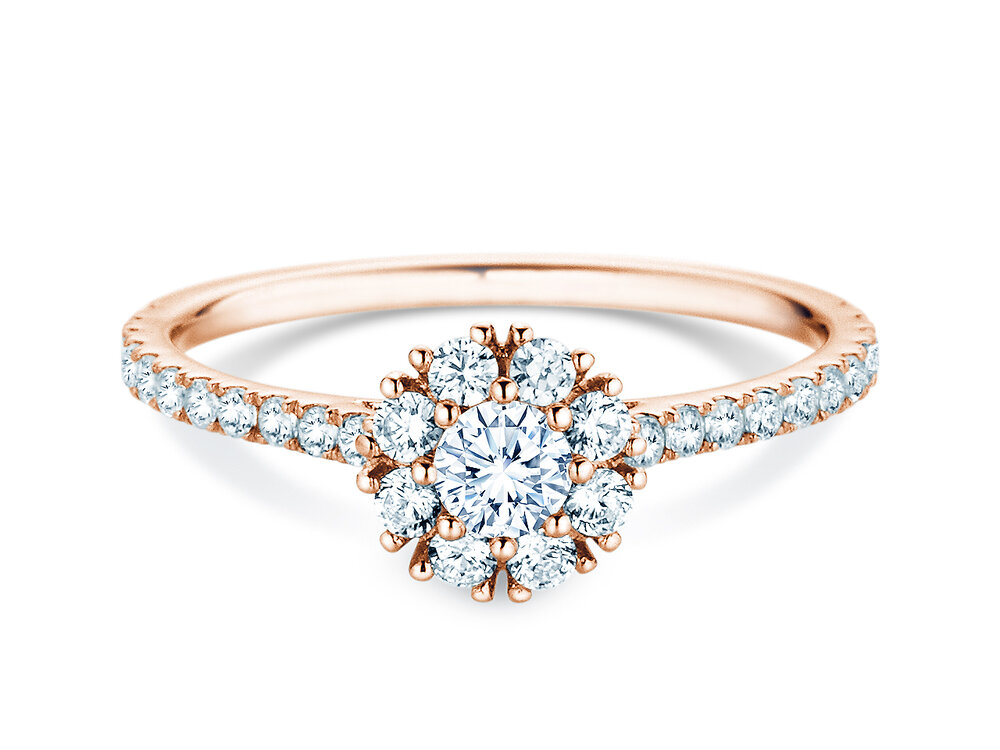 Diamantring Bloom Pavé in 9K Roségold mit Diamanten 0,70ct G/SI